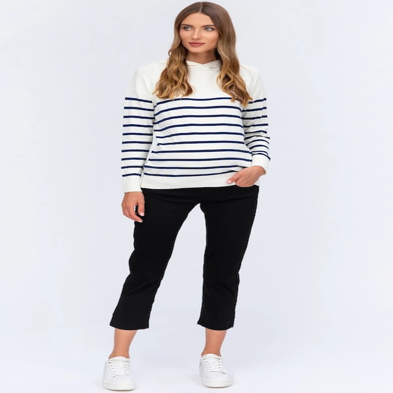 Made in Italy BLACK CAPRI Black Maternity Pants in Stretch Cotton